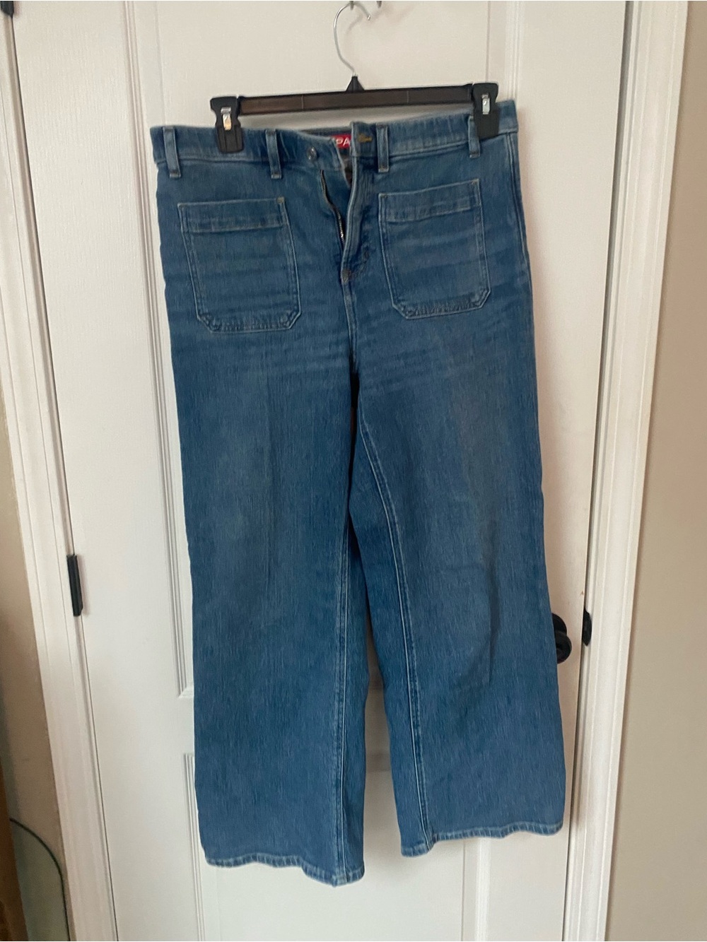 SPANX Wide-Leg Jeans in Medium Blue Denim